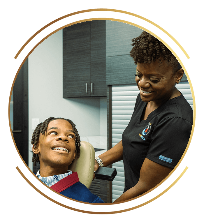 patient being taken care of by staff member