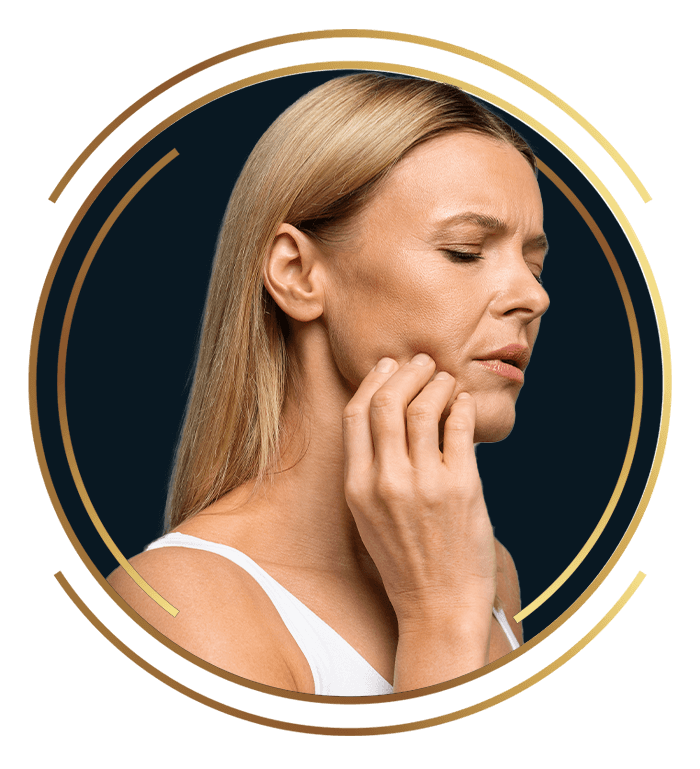 frame of women experiencing mouth that could be TMJ